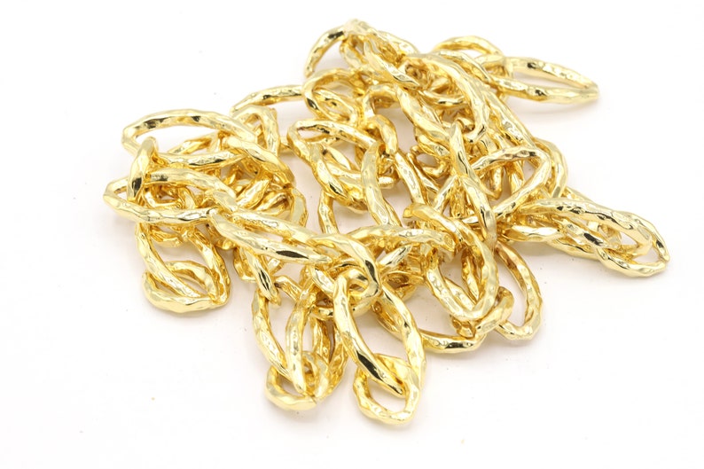 14x26mm 24 k Shiny Gold Plated Oval Patterned Chain , Bulk Chains, Handmade Gold Plated Chains, CHN498 image 2