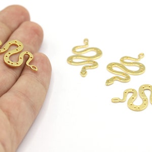 17x31,5mm 24 K Shiny Gold Plated Snake Charm, Snake Pendant, Snake Earring Charm, Moon Phases on Snake Charm, Laser Cut Jewelry - GLD2192