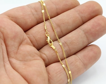 1,5mm 24 k Shiny Gold Plated Finished Chain, Finished Necklace, Gold Plated Ready-Made Necklace, Gold Plated Soldered Chain - GLD674