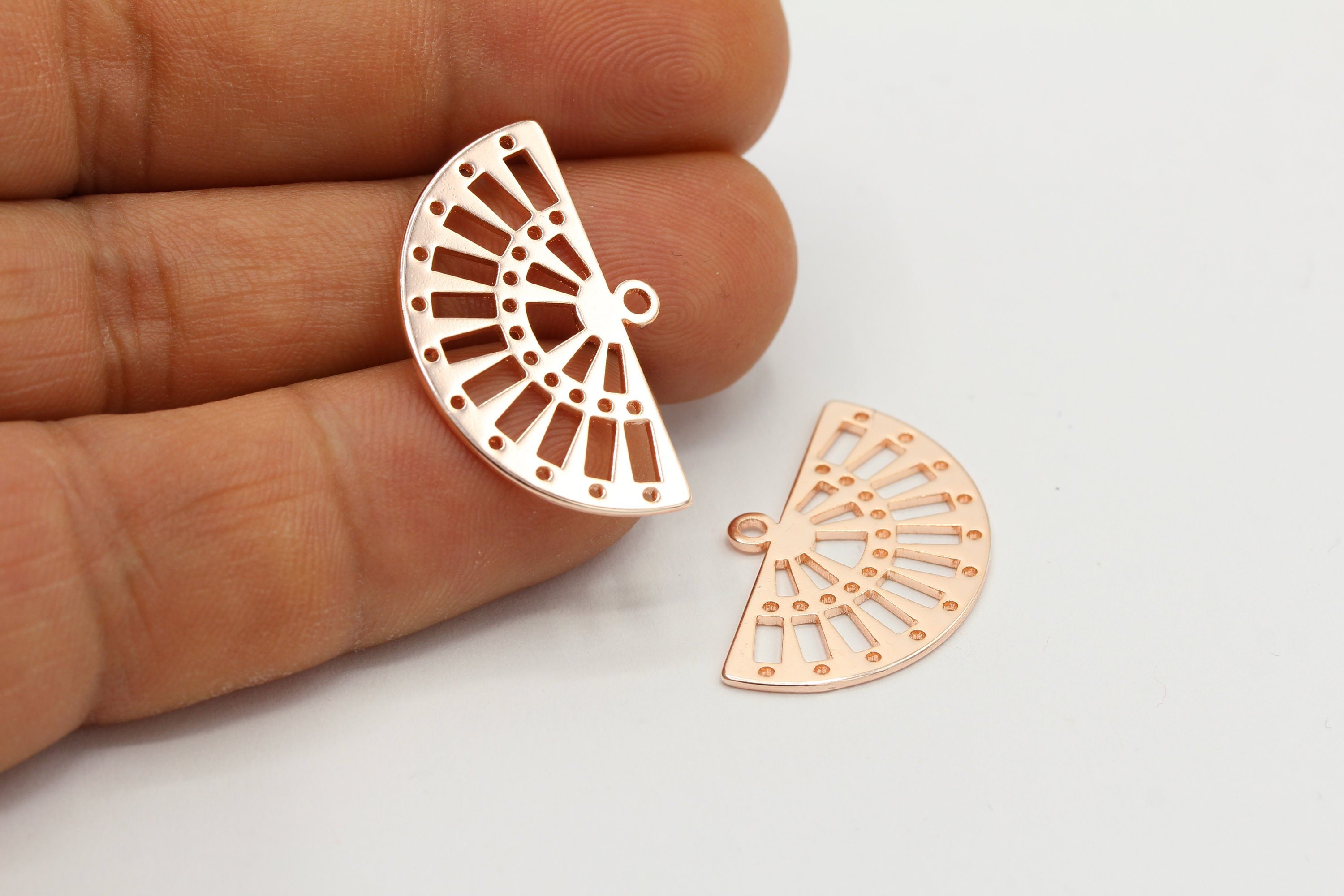 10pcs 7.1x5.2mm 14K Gold Plated Brass Zircon Round Charm