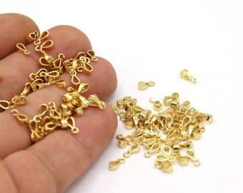 7mm 24 K Shiny Gold Plated Pendant Bail, Gold Plated Bail, Pendant Charms, Charm Findings, Bail Findings, Necklace Findings, Bail - GLD2166