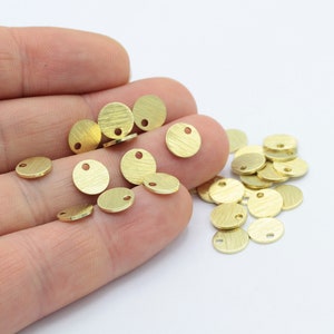 8mm Raw brass Textured Round Stamping Blanks,  Round Disc Charms - RAW-428