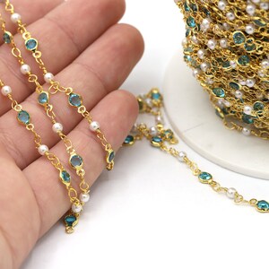 4,5mm 24 K Shiny Gold Plated Wire Wrapped Rosary Chains, Crystal Chains, Foot Chains, Beads Chain, Necklace Findings - CHN608