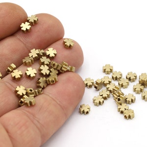 5mm Raw Brass Clover Beads, Spacer Beads, Clover Spacer Beads, Raw Brass Clover Charms, Raw Brass Findings, Clover Findings - RAW632