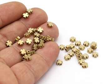 5mm Raw Brass Clover Beads, Spacer Beads, Clover Spacer Beads, Raw Brass Clover Charms, Raw Brass Findings, Clover Findings - RAW632