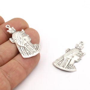 19x37,5mm Antique Silver Plated Pharaoh Charms, Antqiue Silver Plated Medallion, Medallion Charms, Medallion Pendant - TS863