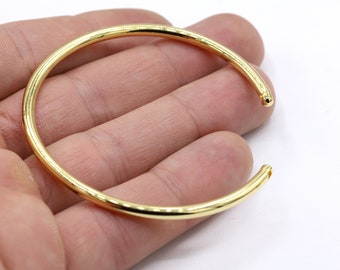 3x60mm 24 k Shiny Gold Plated Hammared Bangle , Cuff Bangle , Hammared Cuff Bracelet - GLD268