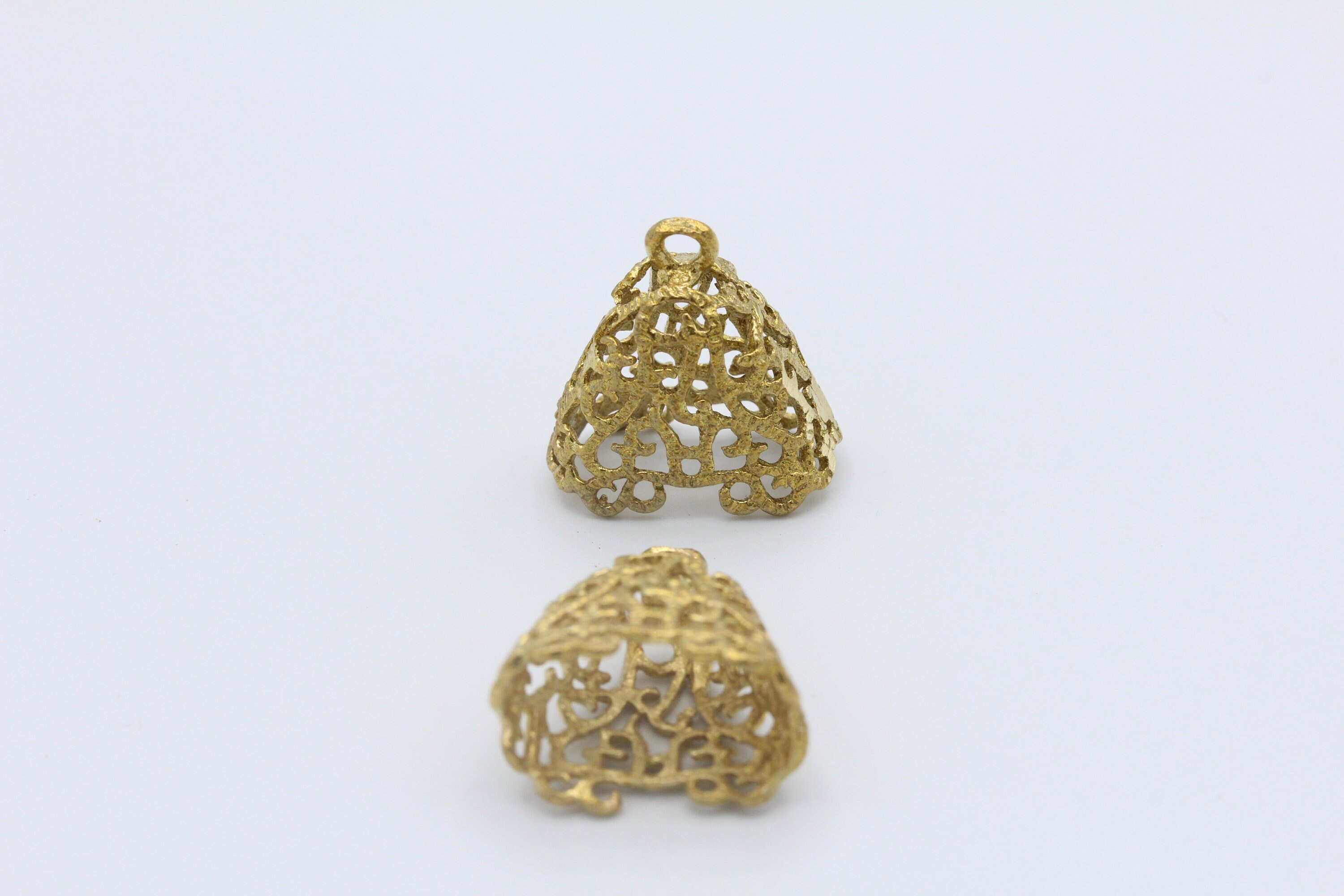 17x17x10mm , Inner Size 8x14mm Raw Brass Tassel Cone Cap