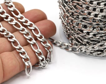 Cadena rectangular de acero de 7 x 14 mm, cadenas a granel, cadenas de acero hechas a mano, componentes para collares, pulseras, cadenas de acero inoxidable - CHN586
