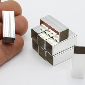 10x10x25mm Rhodium Plated Square Tubes , Tube Beads , Tubes  - RDM223