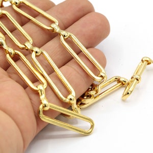 9x33mm 24 k Shiny Gold Plated  chain , Bulk Chains - CHN359