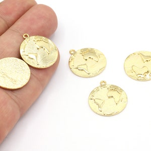 19 x 22 mm 24 K glänzend vergoldete Weltkarte Anhänger, Erde Anhänger, Welt Charms, Reise Anhänger, Weltkarte Charms, Halskette - GLD1437