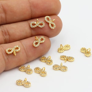 11x7mm 24 k ShinyGoldPlated CZ Micro Pave Infinity Pendant  CZ Pave Infinity Charms ,Cubic Zirconia Round Infinity necklace Charms - GLD-932