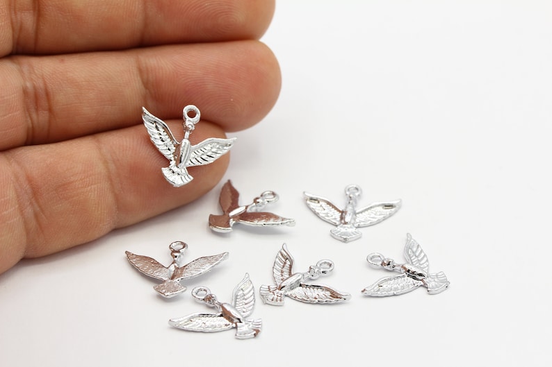 RDM325 16x19mm Rhodium Plated Bird Charms Bird Pendants Necklace Findings