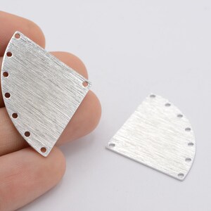 27x40 Rhodium plated  Geometric Charm ,  Textured Blanks ,  With 8 Hole  - RDM-597