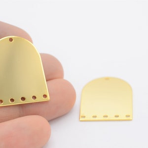 21x28mm 24 k Shiny gold plated  D Shape Charms  , Multi Hole,  GLD-1062