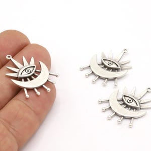 24x29,5mm Antique Silver Plated Pharaoh Charms, Antqiue Silver Plated Medallion, Medallion Charms, Eye Pendant - TS858