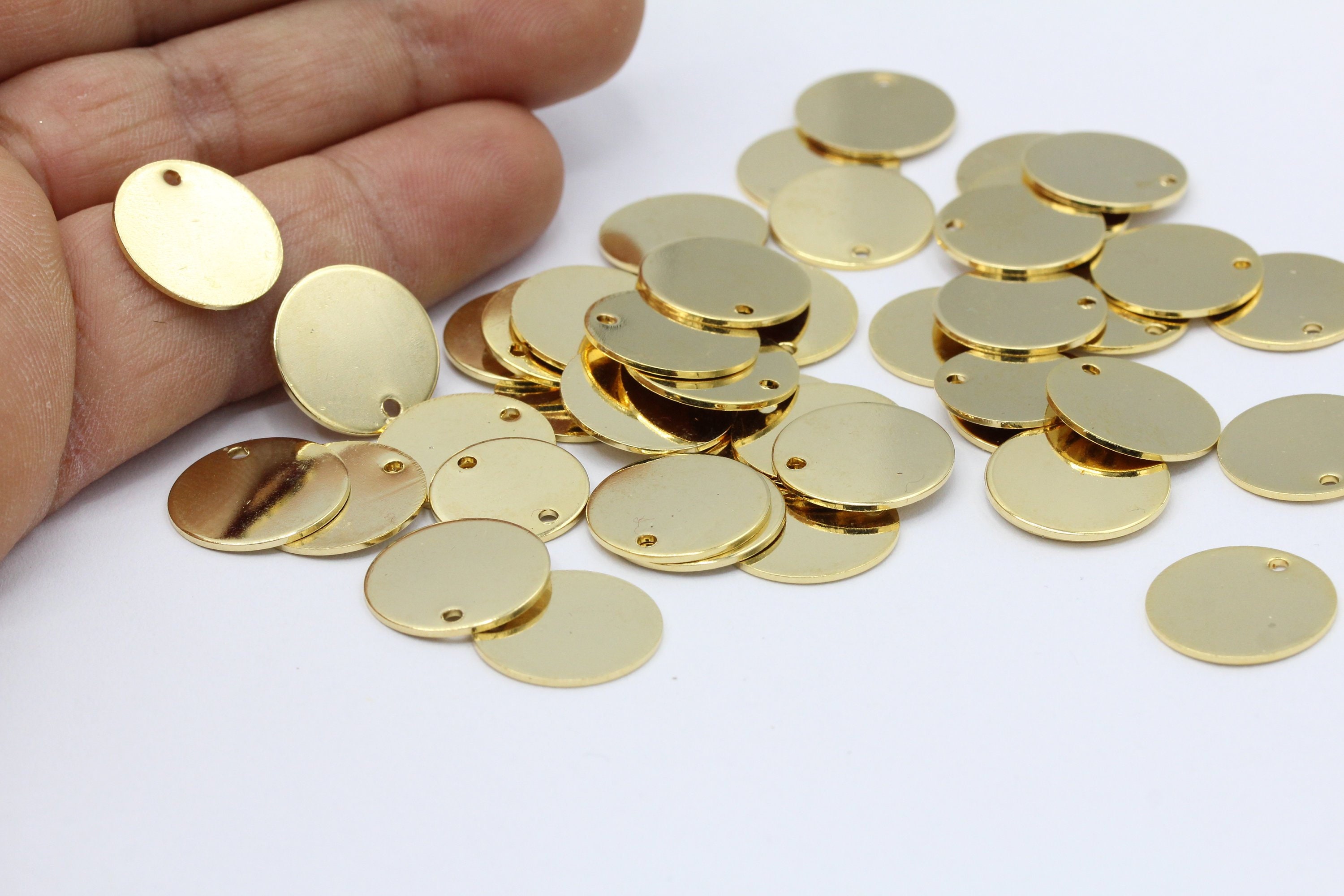 16mm 24 k Shiny gold plated Textured Round Stamping Blanks GLD370 Round