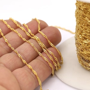 1,5x2mm 24 K Shiny Gold Plated Curb Chains, Soldered Chains, Cable Chains, Necklace Findings, Necklace Chains, Curb Chains - CHN311