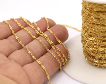 Cadenas de eslabones chapadas en oro brillante de 24 quilates de 1,5 x 2 mm, cadenas soldadas, cadenas de cable, componentes para collares, cadenas para collares, cadenas de eslabones - CHN311
