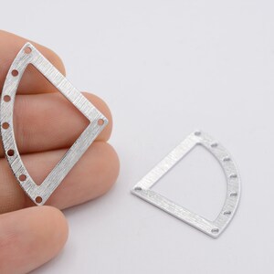 27x40 Rhodium plated  Geometric Charm ,  Textured Blanks ,  With 8 Hole  - RDM-561