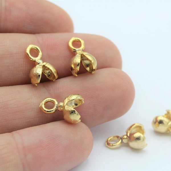 24 k Shiny Gold Plated Connector, Crimp , Ball Chain Connector, Pendant Bails - GLD-978