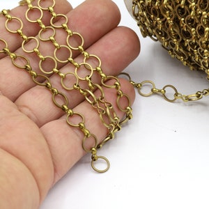 8mm Raw Brass Rolo Chains, Round Linked Chains, Ring Linked Chains, Raw Brass Rolo Chains, Necklace Findings, Jewelry Making - CHN544