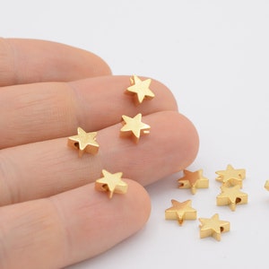 5 Pcs 7mm 24k Shiny Gold Plated Star Beads , Spacer Beads, Gold Star Charms, Gold Plated Star Spacer Charms, Gold Plated Charm  - GLD-1017