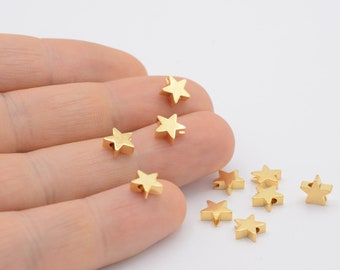 5 Pcs 7mm 24k Shiny Gold Plated Star Beads , Spacer Beads, Gold Star Charms, Gold Plated Star Spacer Charms, Gold Plated Charm  - GLD-1017