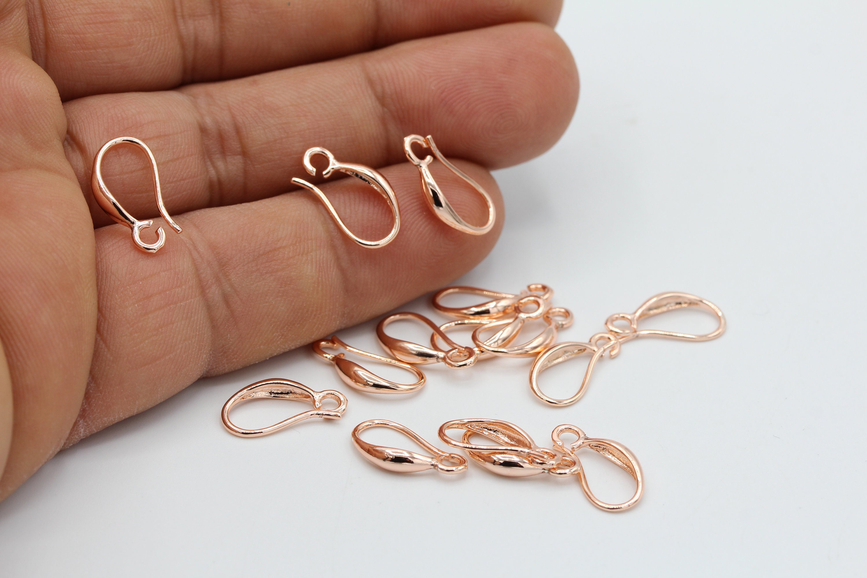 Fancy Earring Hooks, Rose Gold, 15mm - Paper Bead Rollers