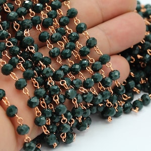 5,5mm Rose Gold Plated Wire Wrapped Rosary Chains , Crystal Chains , Foot Chains , Beads Chain , Necklace Findings - CHN207