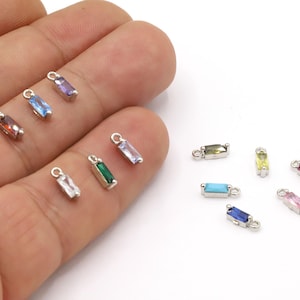3 x 9 mm Rodowany cyrkon Micro Pave Birthstone Pendant, CZ Birthstone, Cubic Zirconia Birthstone Charms, Meaningful Gift - RDM969