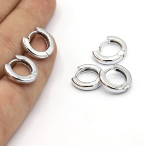 15mm Rhodium Plated Earring Findings, Dainty Hoops, Rhodium Earring Clasps, Rhodium Earring Earlier, Earring Leverback, Earrings - RDM866