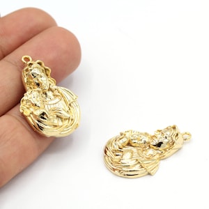 21x31mm 24 k Shiny Gold Plated Virgin Mary  Pendant  - GLD1476