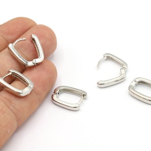 14x17mm Rhodium Plated Earring Findings, Dainty Hoops, Rhodium Earring Clasps, Rhodium Plated Earring Earlier, Earring Leverback - RDM817