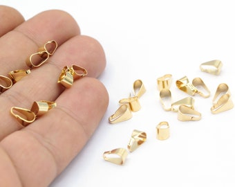 Pendant Bail, brass bail, 8,5mm 24k Shiny Gold Plated, (25 pcs)- GLD1548