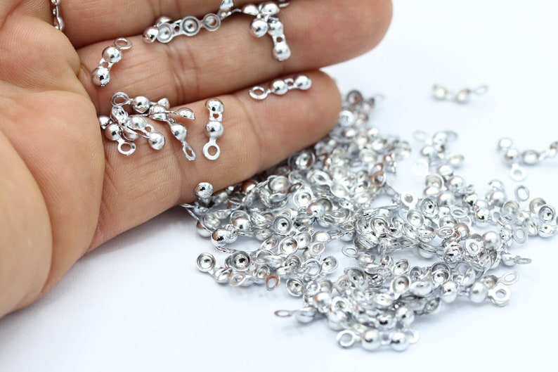 4x13mm Rhodium Plated Crimp Beads Ball Chain Connectors Etsy