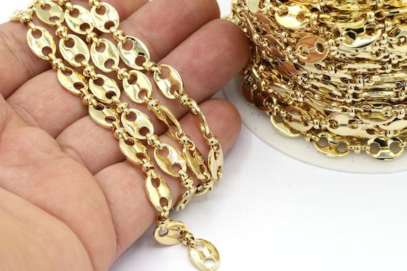 8x11mm 24 K Shiny Gold Plated Chain , Handmade Chain, Bulk Chains, Necklace  Findings, Necklace Chains, Bracelet Chains CHN523 -  Hong Kong