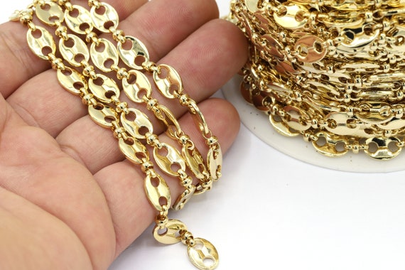 8x11mm 24 K Shiny Gold Plated Chain , Handmade Chain, Bulk Chains, Necklace  Findings, Necklace Chains, Bracelet Chains CHN523 -  Hong Kong