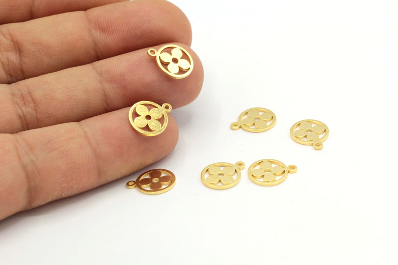 10x12.5mm 24 k Shiny Gold Plated van cleef , Clover Charms - GLD1373 