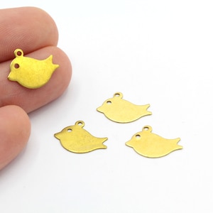 12 x 15 mm onbewerkte koperen vogelbedels - RAW13