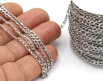 Cadena rectangular de acero de 3 x 6 mm, cadenas a granel, cadenas de acero hechas a mano, componentes para collares, pulseras, cadenas de acero inoxidable - CHN595