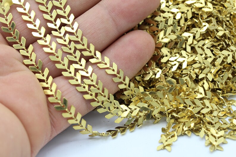 Arrow Chains 6mm Raw Brass Chevron Chains CHN83