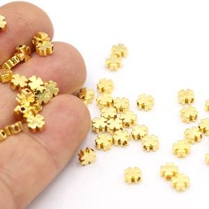 5mm 24 K Shiny Gold Plated Clover Beads, Spacer Beads, Clover Spacer Beads, Gold Plated Clover Charms, Gold Findings, Clover - GLD2151