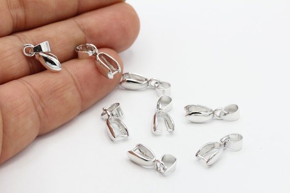 Rhodium Plated Pendant Bail , Pinch Bails , Charm Pinch Bails , Connectors , Silver Plated Findings , Necklace Findings - RDM352