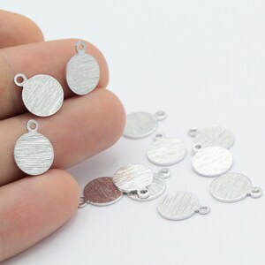 10mm Rhodium plated Textured Round Stamping Blanks,  Round Disc Charms - RDM-617