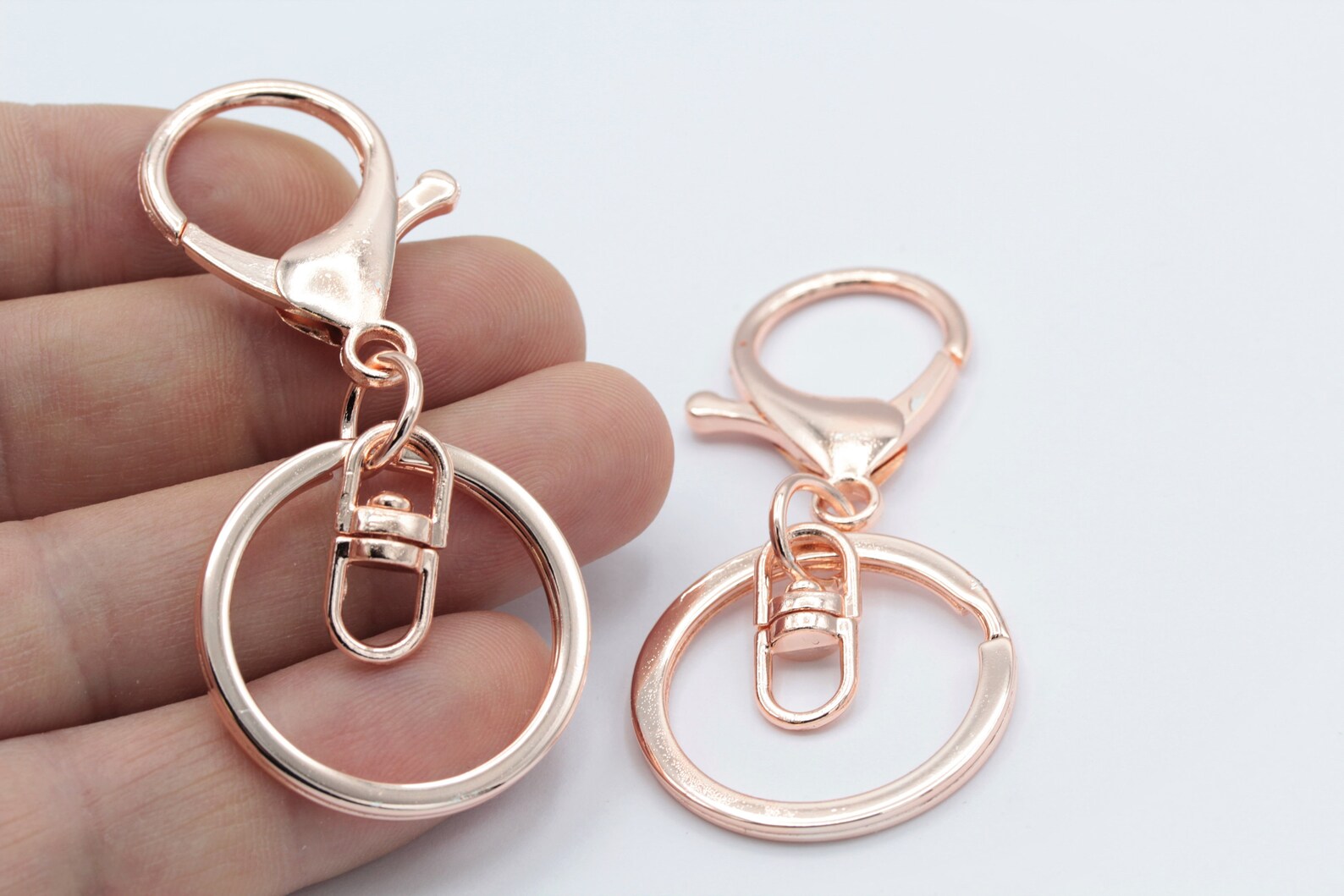 30mm Rose Gold Plated Key Chain Rings with Attached Chain Etsy