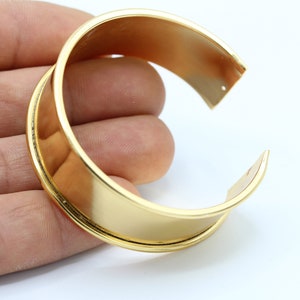 20x155mm Channel Size 17mm 24 k Shiny Gold Plated Cuff Bangle , Bracelet Bangle , Cuff Channel Bracelet  - GLD400