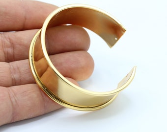 20x155mm Tamaño del canal 17mm 24 k Brazalete chapado en oro brillante, Brazalete de pulsera, Brazalete de canal de manguito - GLD400