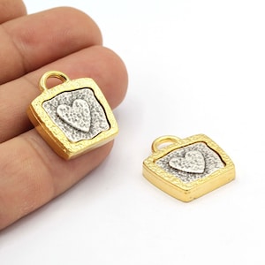 20x23mm 24 k Shiny Gold Plated And Antique Silver Plated Greek Coins Medallion Pendants , Antique Greek Coins, Two Color Medallion - GLD1369